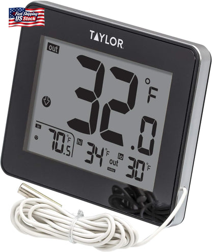 Taylor Wired Digital Indoor Outdoor Thermometer with LED Display, Wired Probe Se