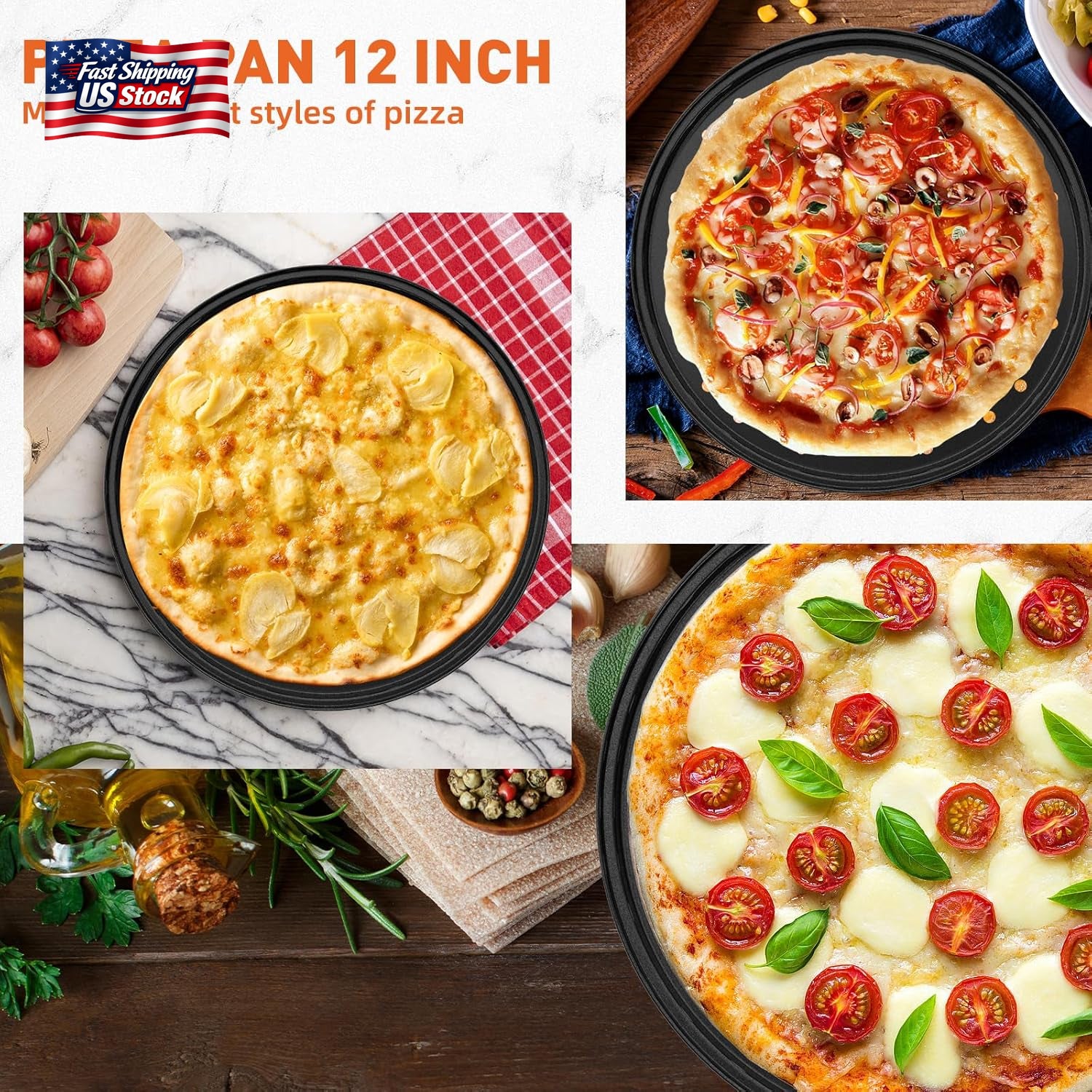 Casaculina 12 Inch Pizza Pan with Holes, Nonstick Pizza Tray for Oven, round Per