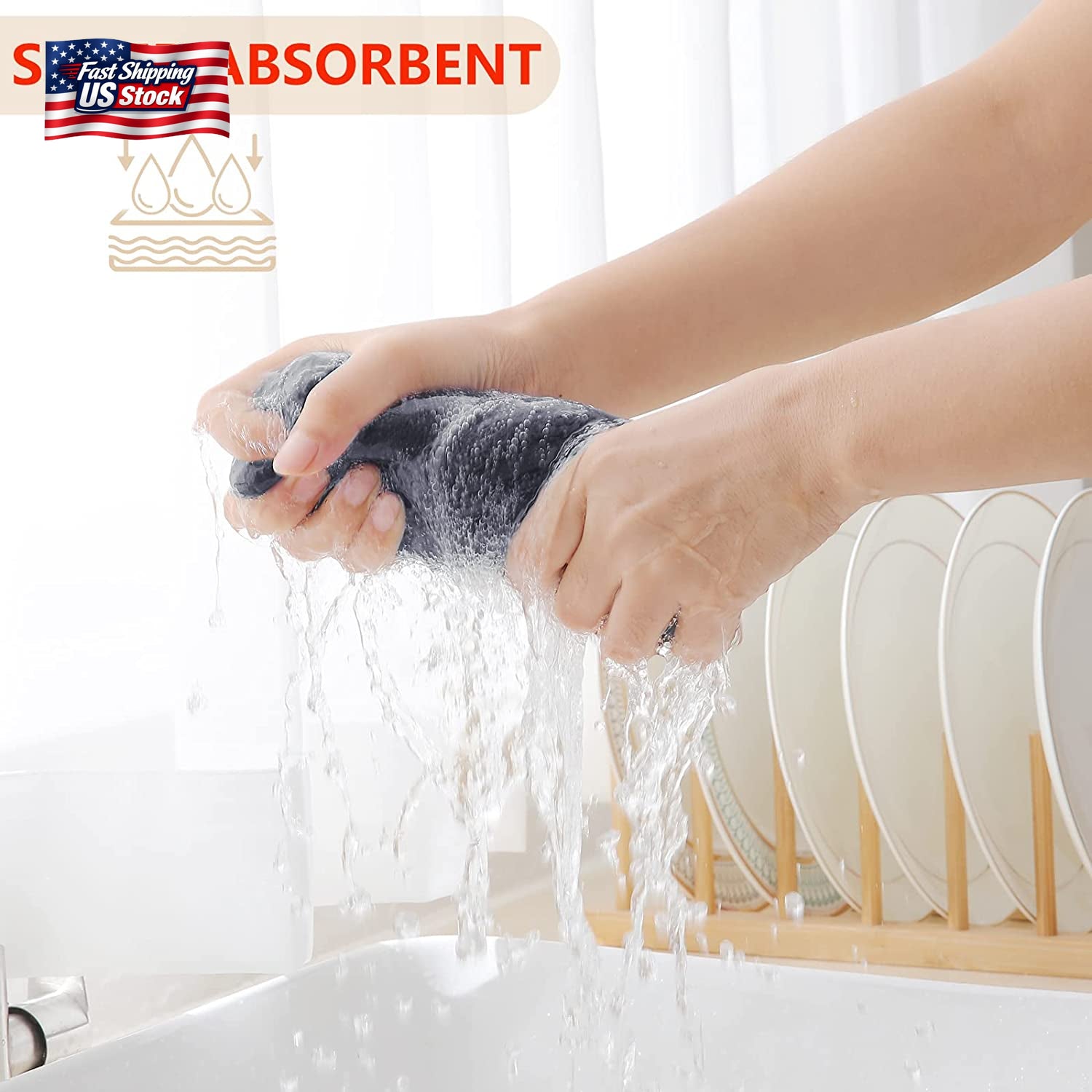 100% Cotton Waffle Weave Dish Cloths Set Kitchen Towels Absorbent Quick Dry Clea