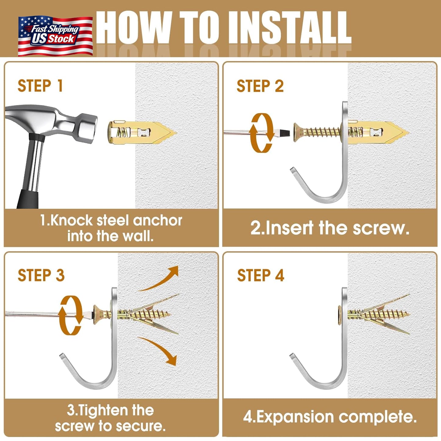 100 PCS Self Drilling Drywall Anchors with Screws – Heavy Duty Metal Expansion W