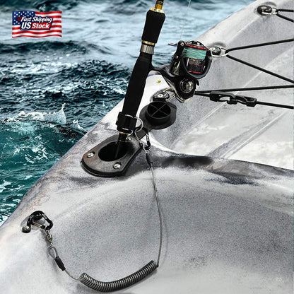Fishing Pole Tether Kayak Paddle Leash Coiled Lanyard Rod Holder Safety Rope