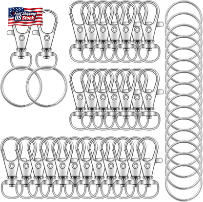 70PCS Swivel Snap Hook Keychain Rings Metal Lobster Clasps for Crafts Lanyards