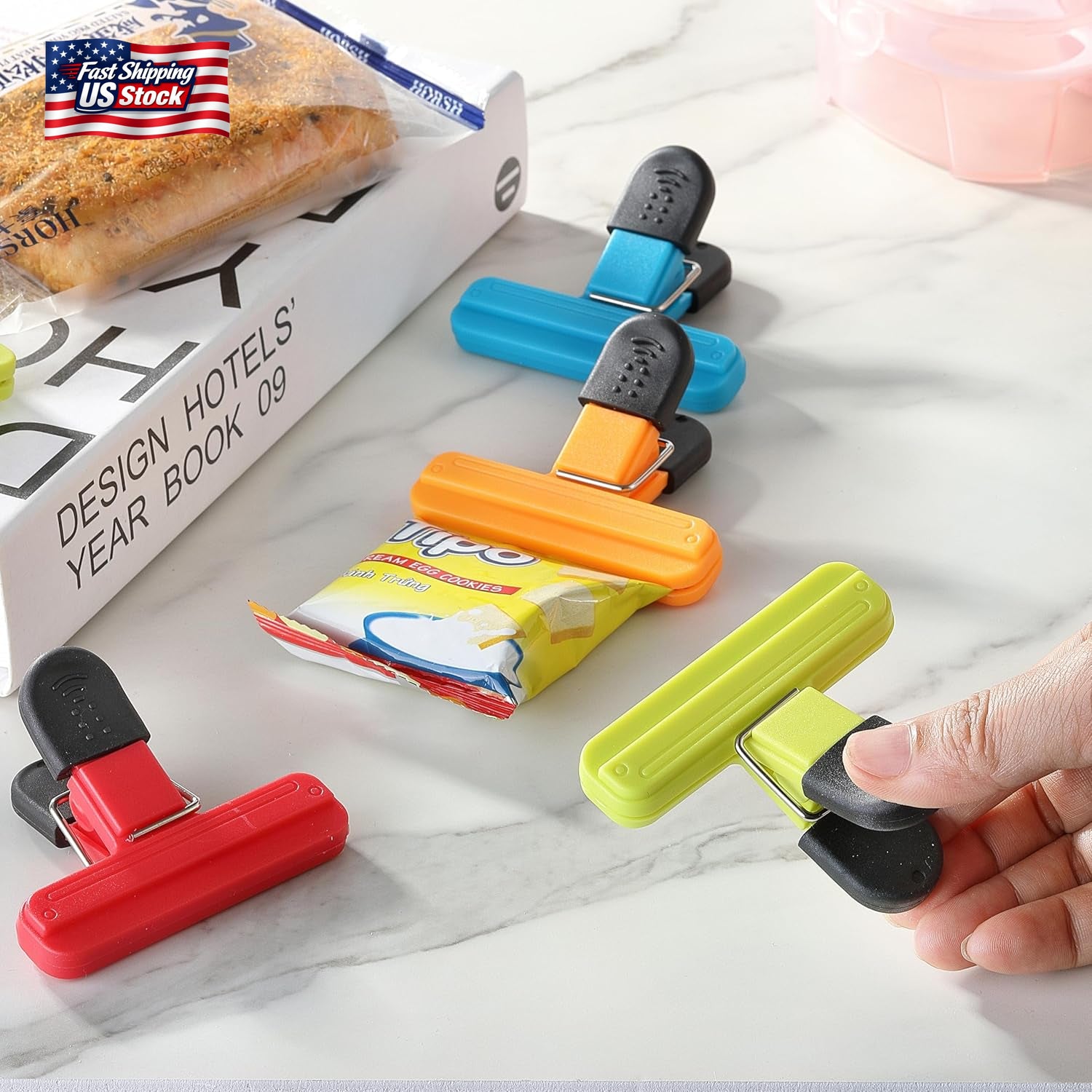 8PCS Chip Bag Clips, HIA Stylish Wide Open Bag Clips for Food Storage, Heavy Sea