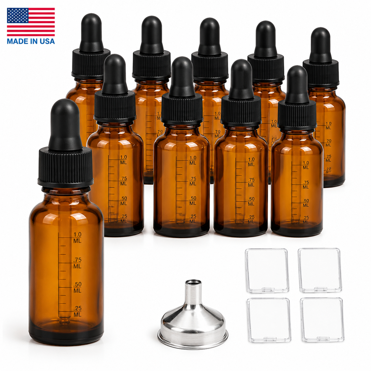 12 Pack 1oz Amber Glass Dropper Bottles Leakproof Tincture Bottles w/ Pipette