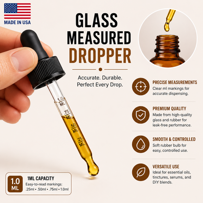 12 Pack 1oz Amber Glass Dropper Bottles Leakproof Tincture Bottles w/ Pipette