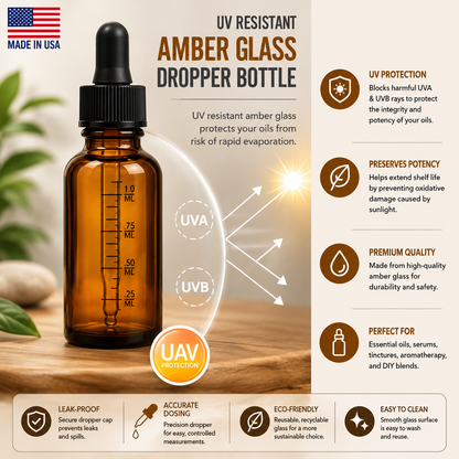 12 Pack 1oz Amber Glass Dropper Bottles Leakproof Tincture Bottles w/ Pipette