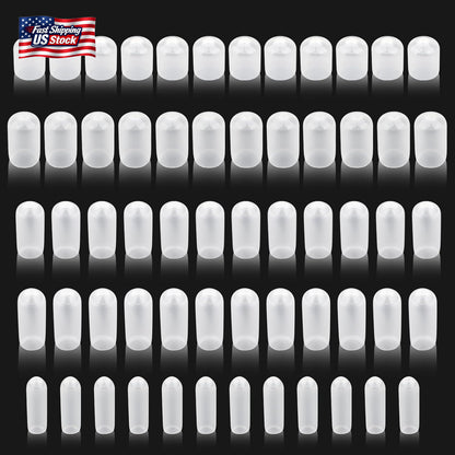 60Pcs Rubber End Caps, Flexible Screw Thread Protector Covers for Metal Tube & R