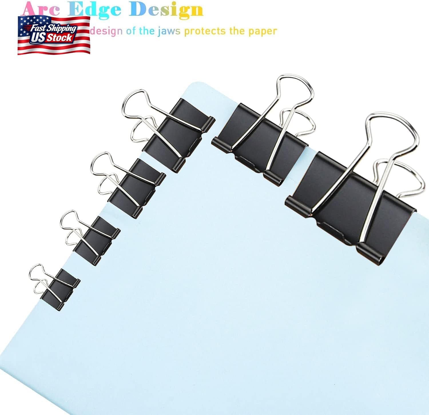 Binder Clips, 144 Pack, 1 Inch, Standard 25Mm, Black, Capacity 0.47 Inch, Metal