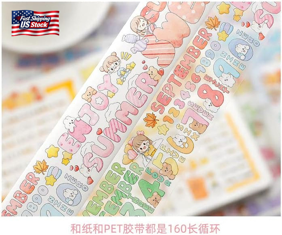Kawaii Cute Washi Tape Set, Japanese Decorative Masking Tapes Stickers for Journ