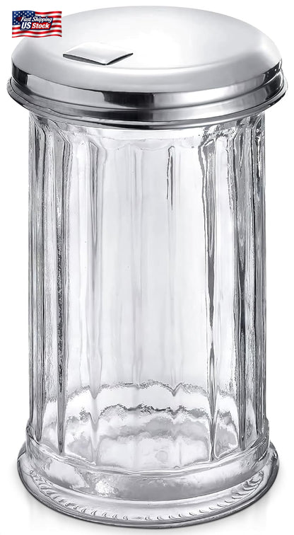 12 Oz Sugar Container for Coffee Bar – Glass Sugar Dispenser with Pour Spout And