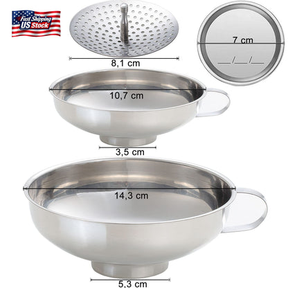 Kalave Canning Funnel, Food Grade Stainless Steel Canning Funnels with Strainer,