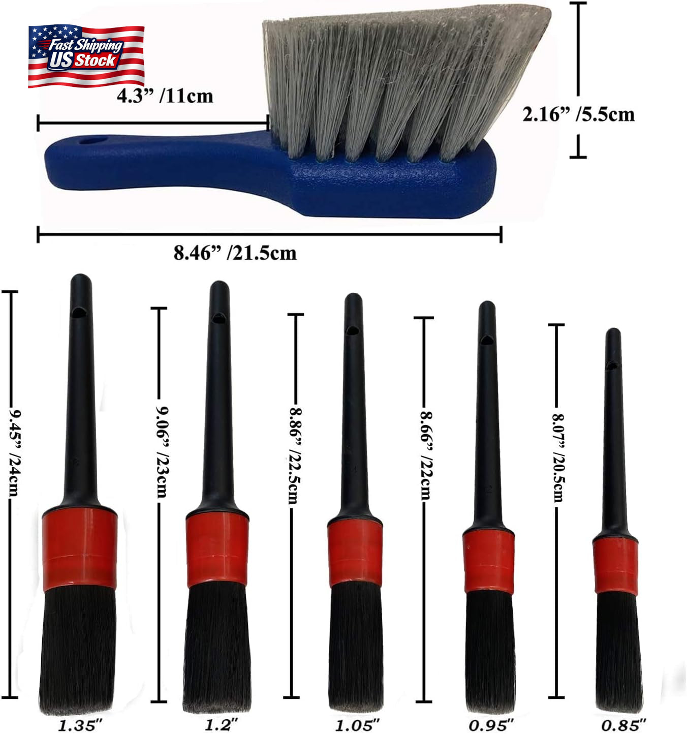 7PCS Car Wheel Tire Brush Detailing Kit Rim Cleaning Brushes Auto Wash Tool Set