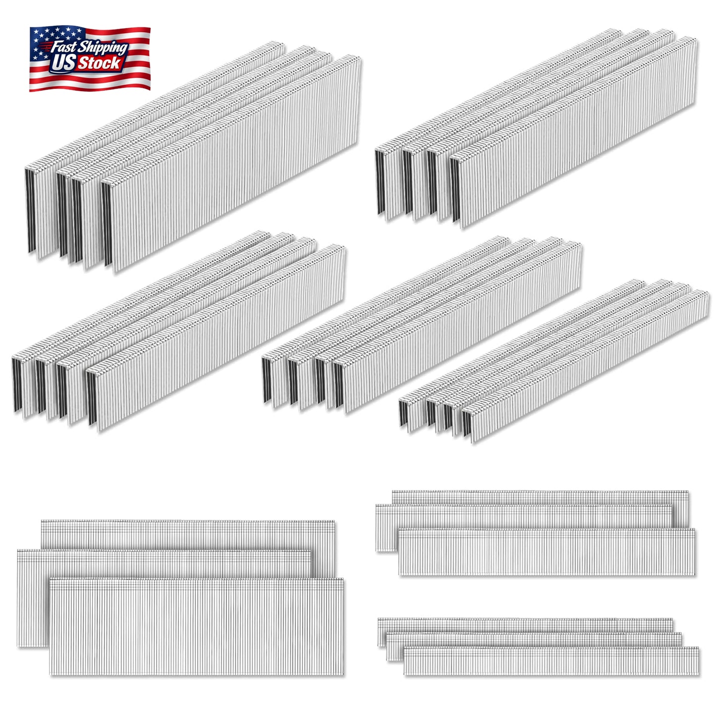 PINOZE 4200-Count 18 Gauge 1/4" Narrow Crown Staples (1-1/2" 1-1/4" 1" 3/4" 1/2"