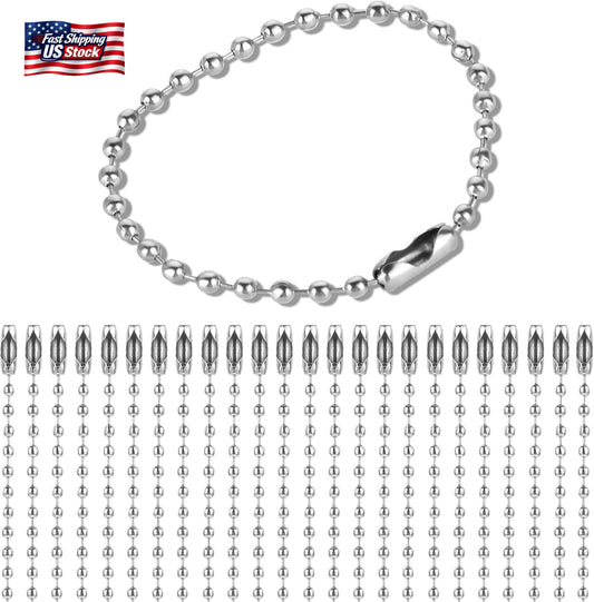Thinp 100 Pcs Ball Chain Keychain - 4.7 Inch Silver Stainless Steel Chain with 2