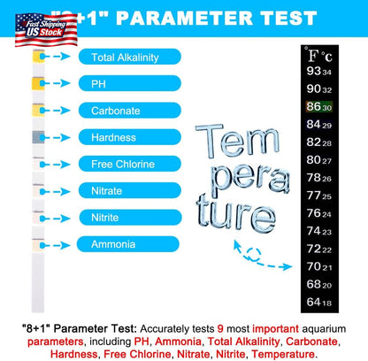 Datoo 8 in 1 Aquarium Test Kit Fish Tank Test Strips Accurate Water Quality Test