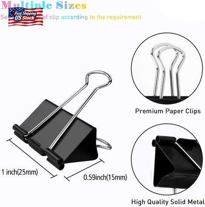 Binder Clips, 144 Pack, 1 Inch, Standard 25Mm, Black, Capacity 0.47 Inch, Metal