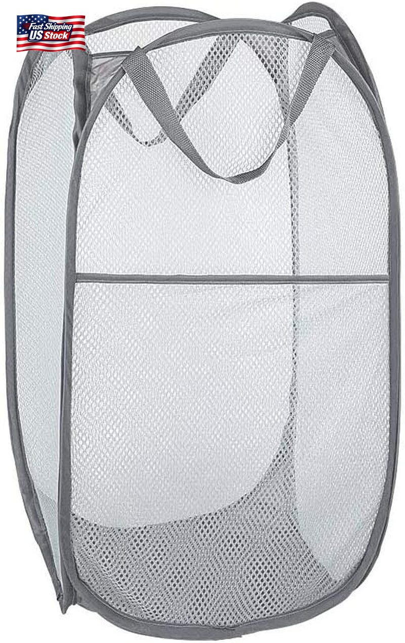 Larpur Popup Mesh Laundry Basket, Collapsible Laundry Hamper Portable Clothes Wa