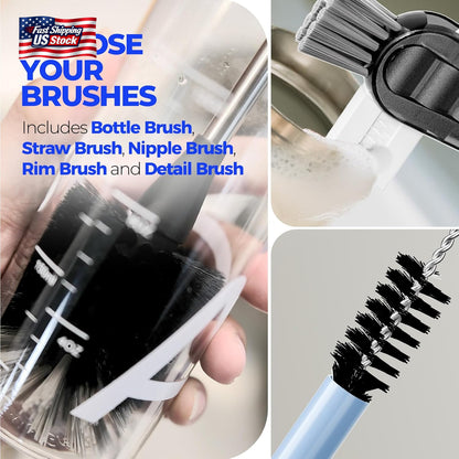 Holikme 6 Pack Bottle Brush Set, 14" Long Handle Stainless Steel Bottle Cleaner