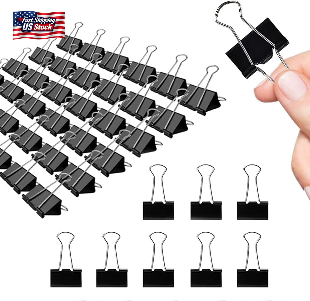 Binder Clips, 144 Pack, 1 Inch, Standard 25Mm, Black, Capacity 0.47 Inch, Metal