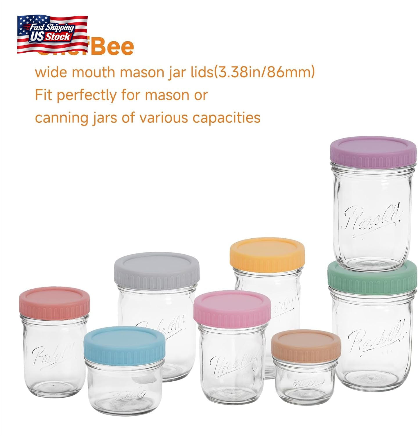 8PCS Wide Mouth Mason Jar Lids Reusable Plastic Storage Caps for Mason Jars
