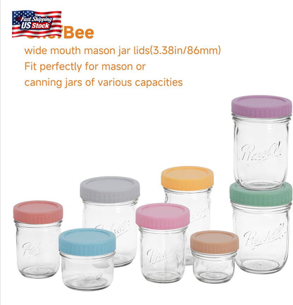 8PCS Wide Mouth Mason Jar Lids Reusable Plastic Storage Caps for Mason Jars