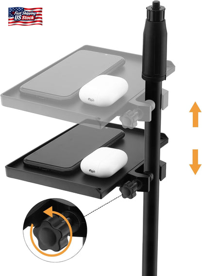 RTNLIT Microphone Stand Tray, Clamp on Firm Rack Tray Holder with 4.5 Pound Weig
