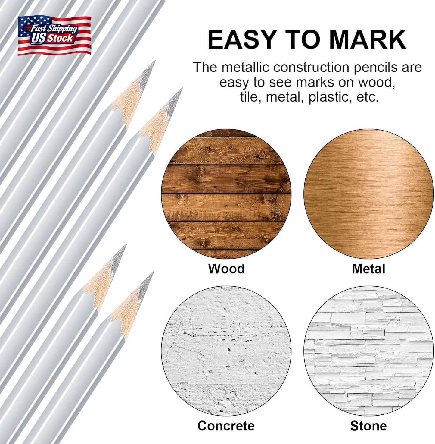 Tondiamo 48 Packs Silver Welders Pencils 7 Inch Metal Marking Pencil Silver Meta