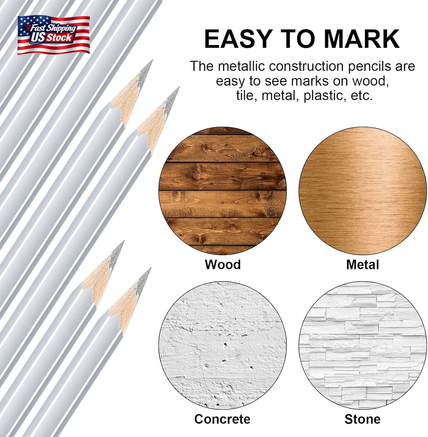 Tondiamo 48 Packs Silver Welders Pencils 7 Inch Metal Marking Pencil Silver Meta