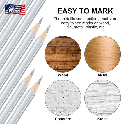 Tondiamo 48 Packs Silver Welders Pencils 7 Inch Metal Marking Pencil Silver Meta