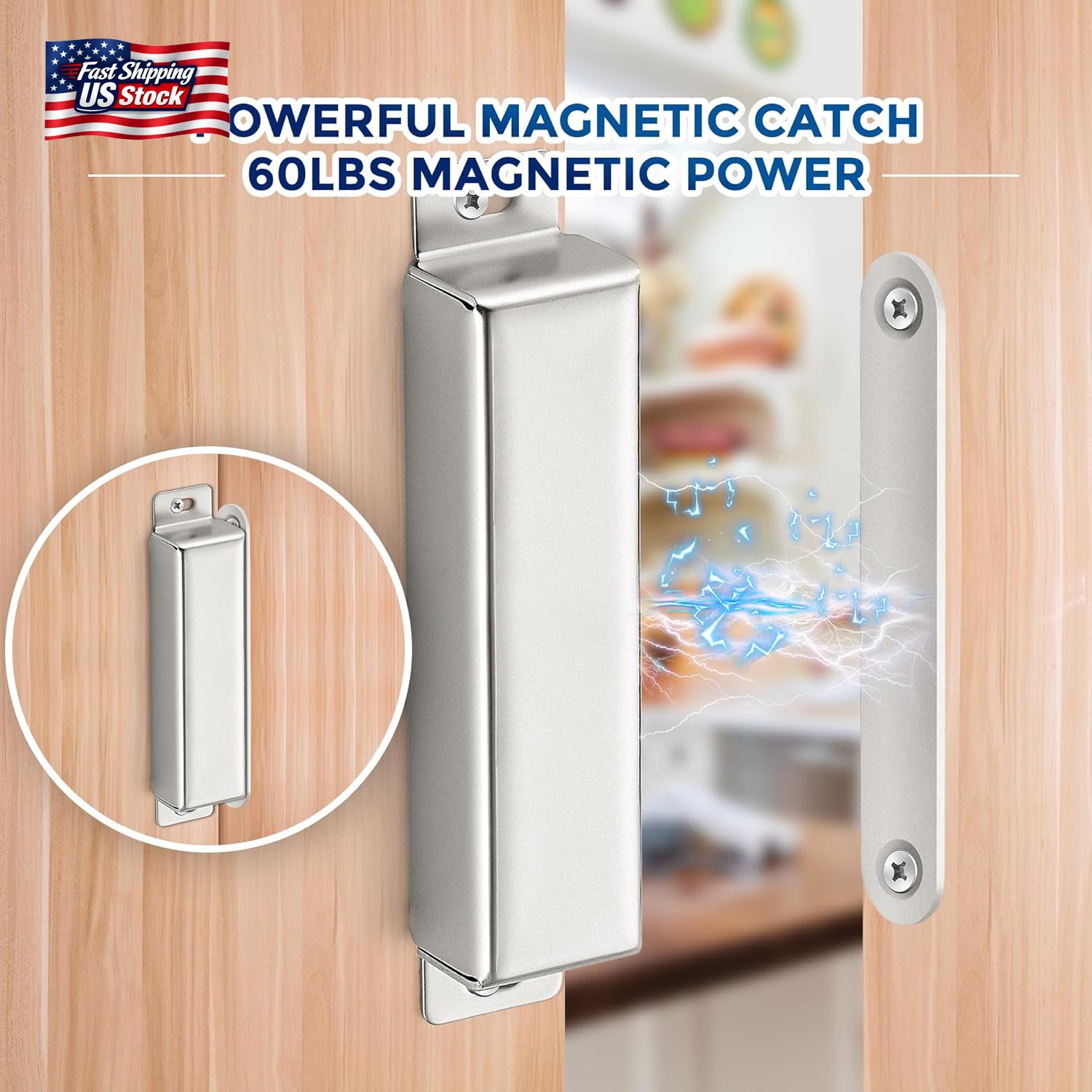 Ravinte 2 Pack Cabinet Magnets for Closure, 90Lbs Heavy Duty Concealed Magnetic