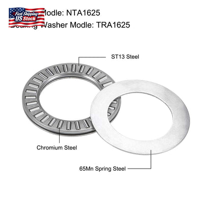 Uxcell NTA1625 Thrust Needle Roller Bearings with Washers 1" Bore 1-9/16" OD 5/6