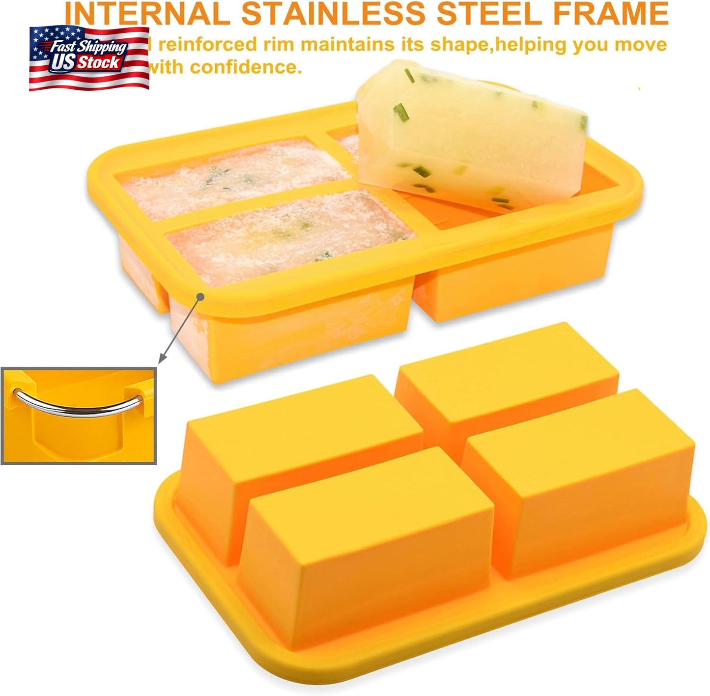 Bangp 1-Cup Silicone Freezing Trays with Lid,2 Pack,Easy-Release Silicone Freeze