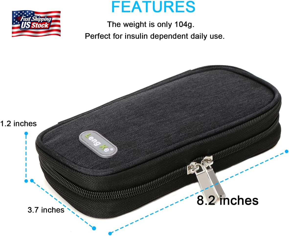Insulin Cooler Travel Case Diabetic Medication Organizer with Ice Packs Portable
