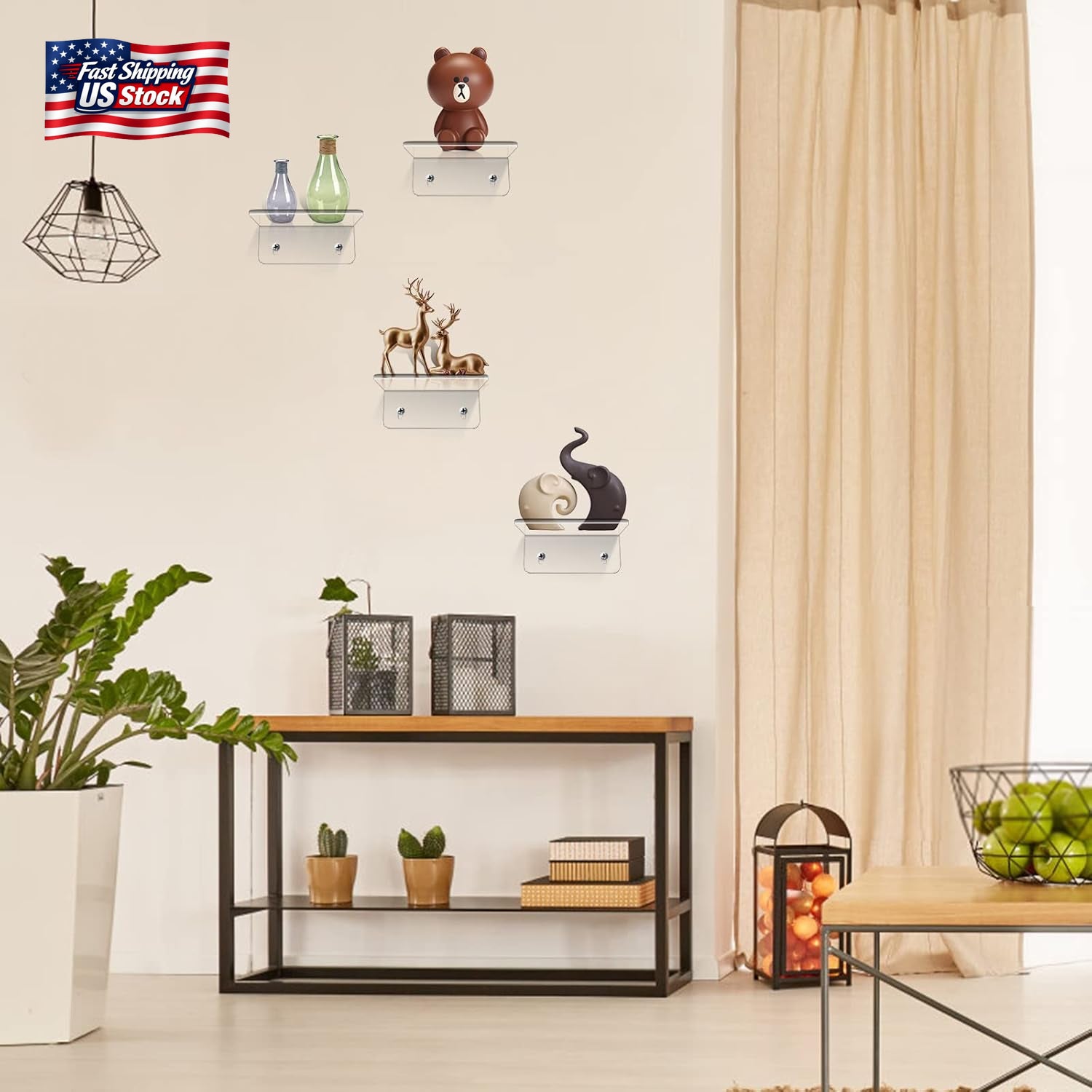 Acrylic Small Shelf,Mini Floating Wall Shelf,Wall Mounted Storage Shelf,For Pop