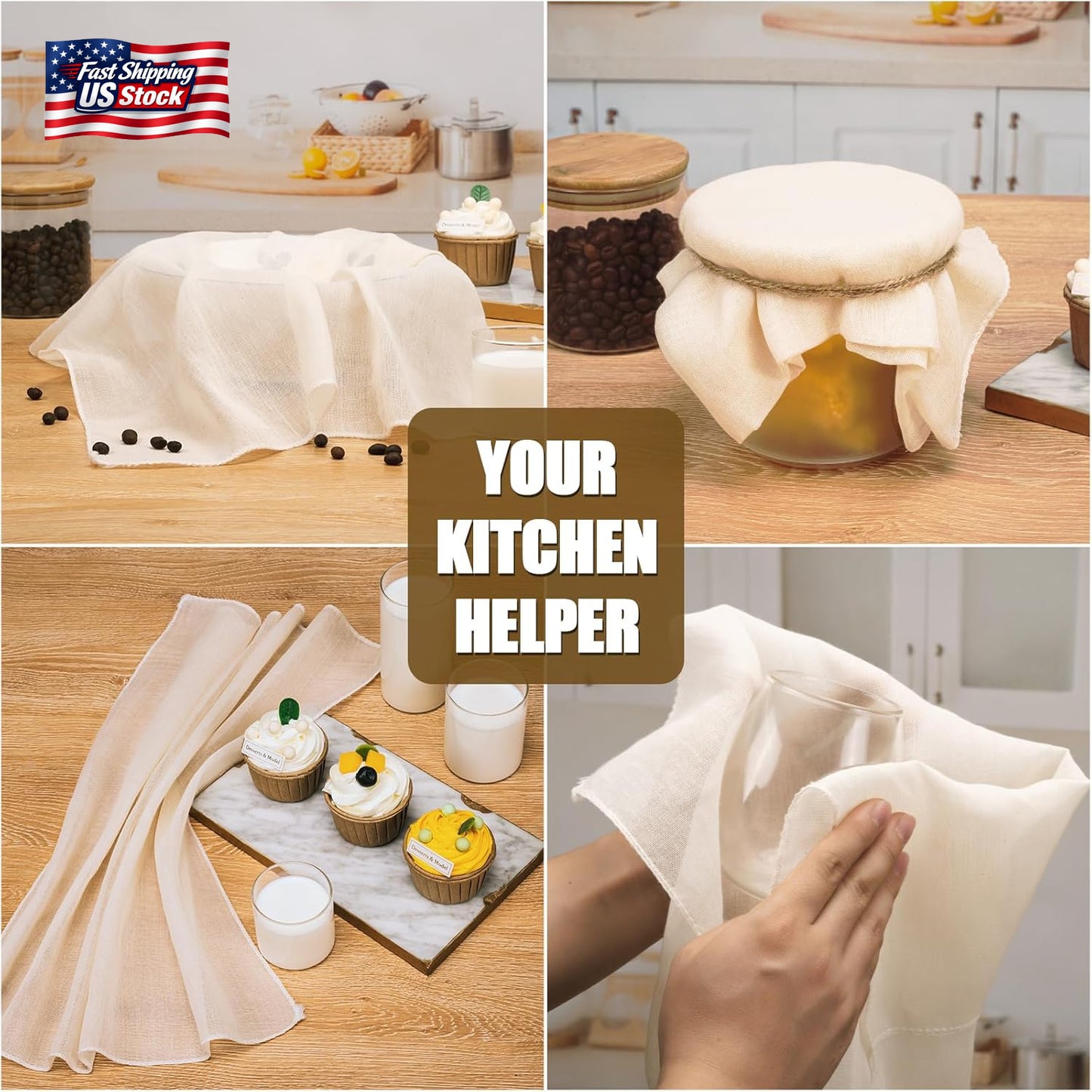 6PCS Cheese Cloth 20X20 Inch Grade 100 Unbleached Cotton Straining Cloth Reusabl