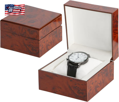 Wooden Single Watch Gift Box with Pillow, Wood Wristwatch Wrist Watch Case Stora