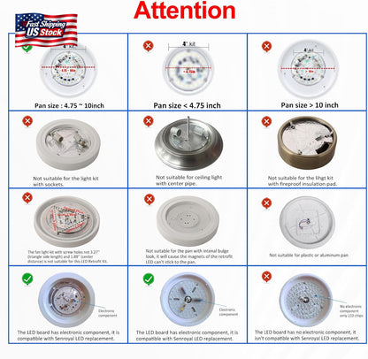 18W LED Ceiling Fan Light Replacement Retrofit Kit 6000K 2000LM Lamp Module