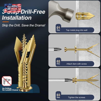 160 Pcs Self Drilling Drywall Anchors with Screws, 2Sizes 80 Sheetrock Anchors &