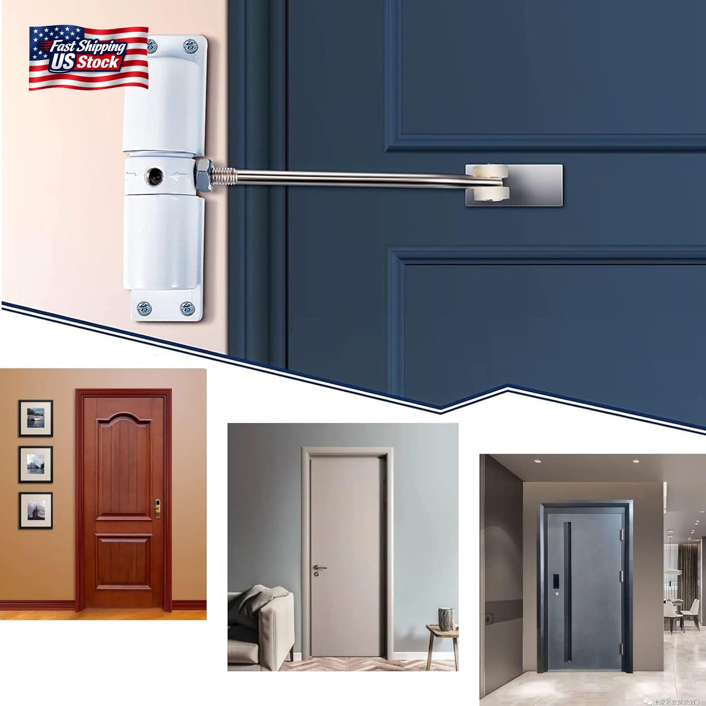 Automatic Door Closer, Zinc Alloy Safety Spring Door Closer Adjustable 30 Kg Clo
