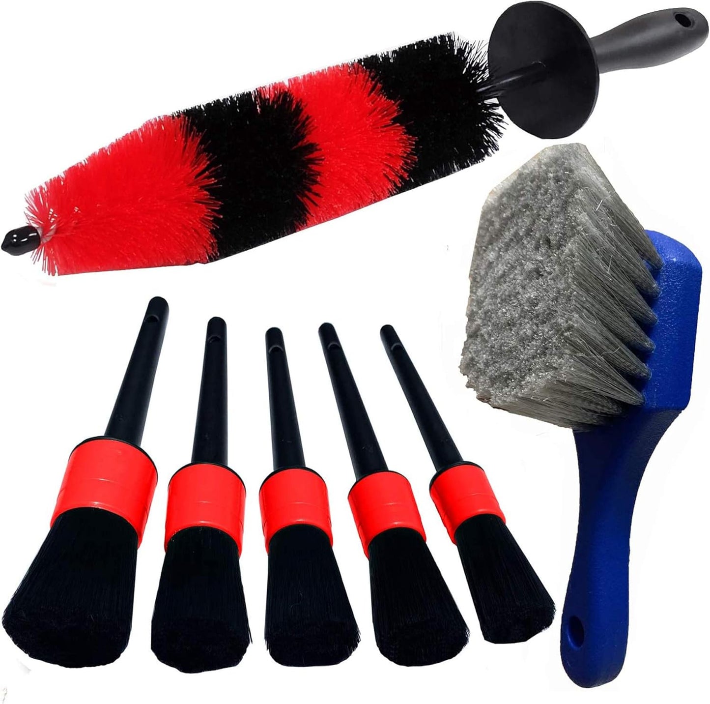 7PCS Car Wheel Tire Brush Detailing Kit Rim Cleaning Brushes Auto Wash Tool Set