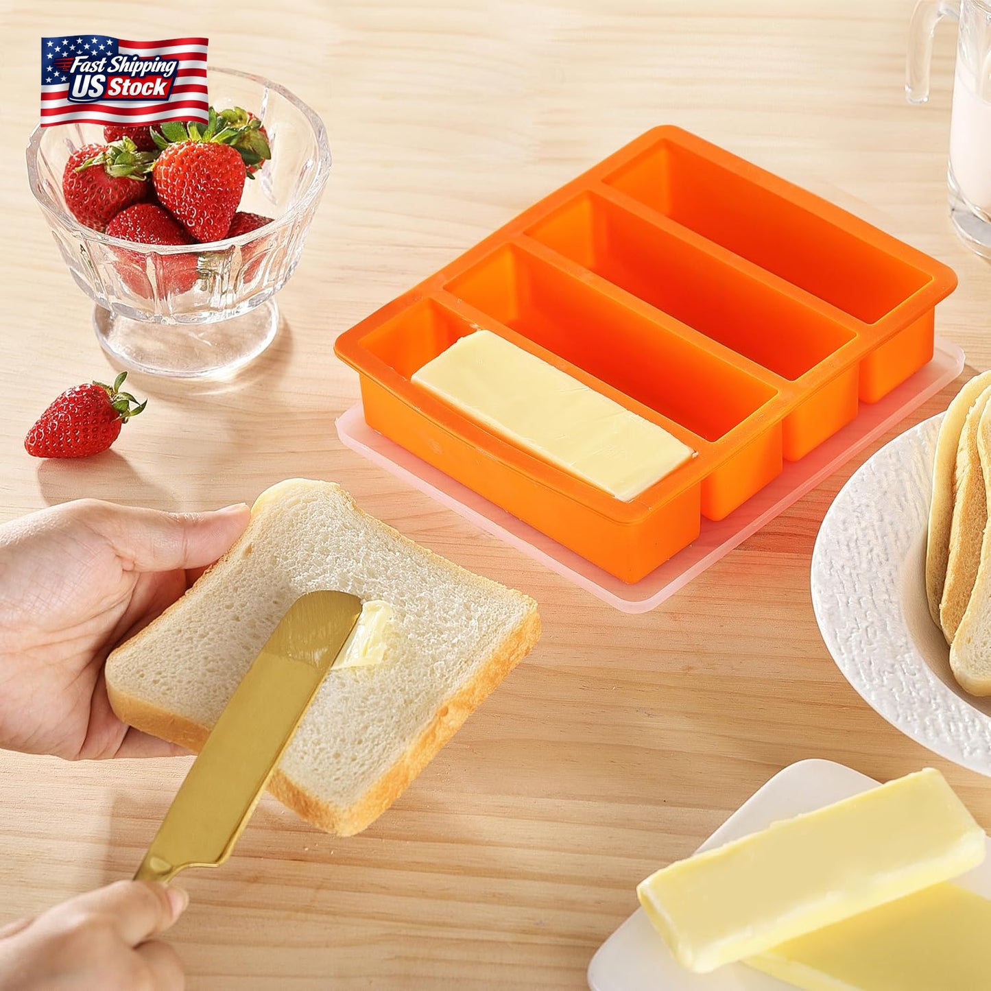 Silicone Butter Mold Tray with Lid Nonstick Chocolate Energy Bar Soap Mold BPA F