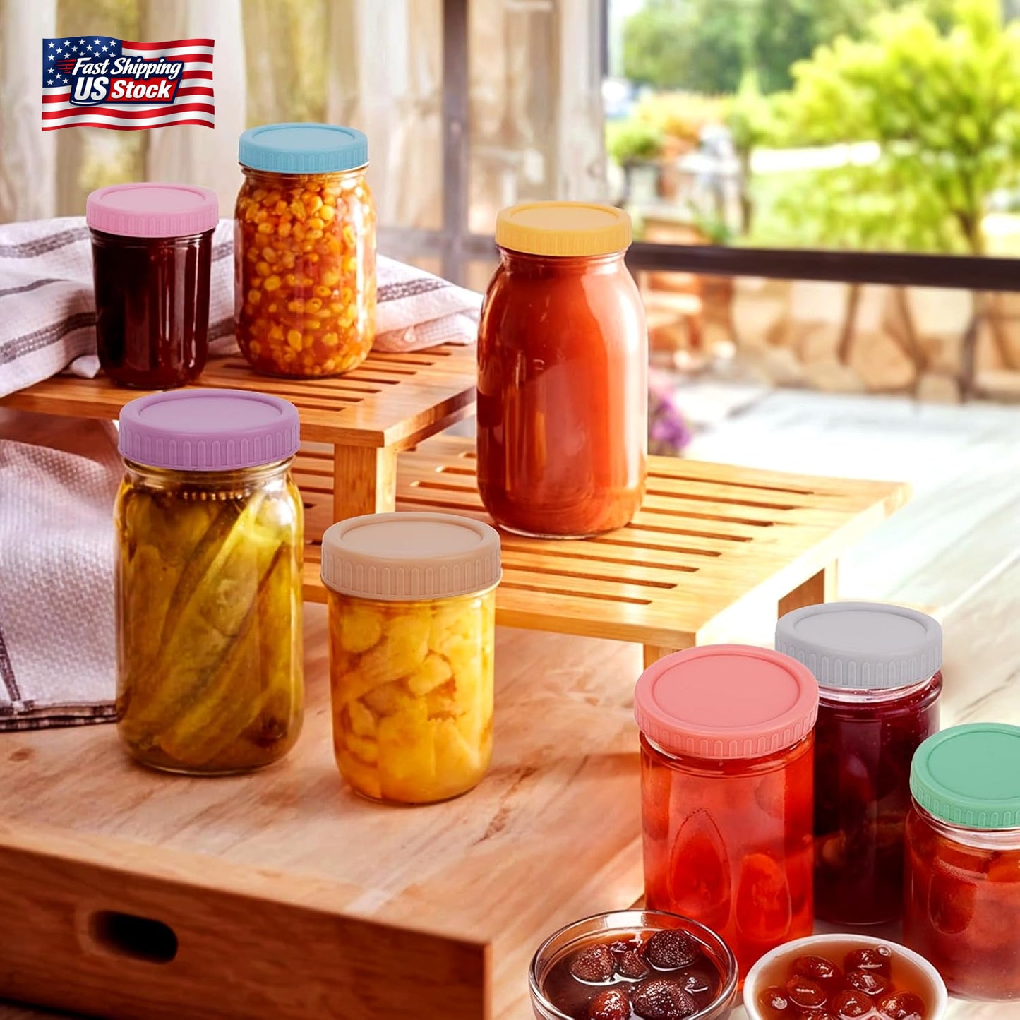 8PCS Wide Mouth Mason Jar Lids Reusable Plastic Storage Caps for Mason Jars