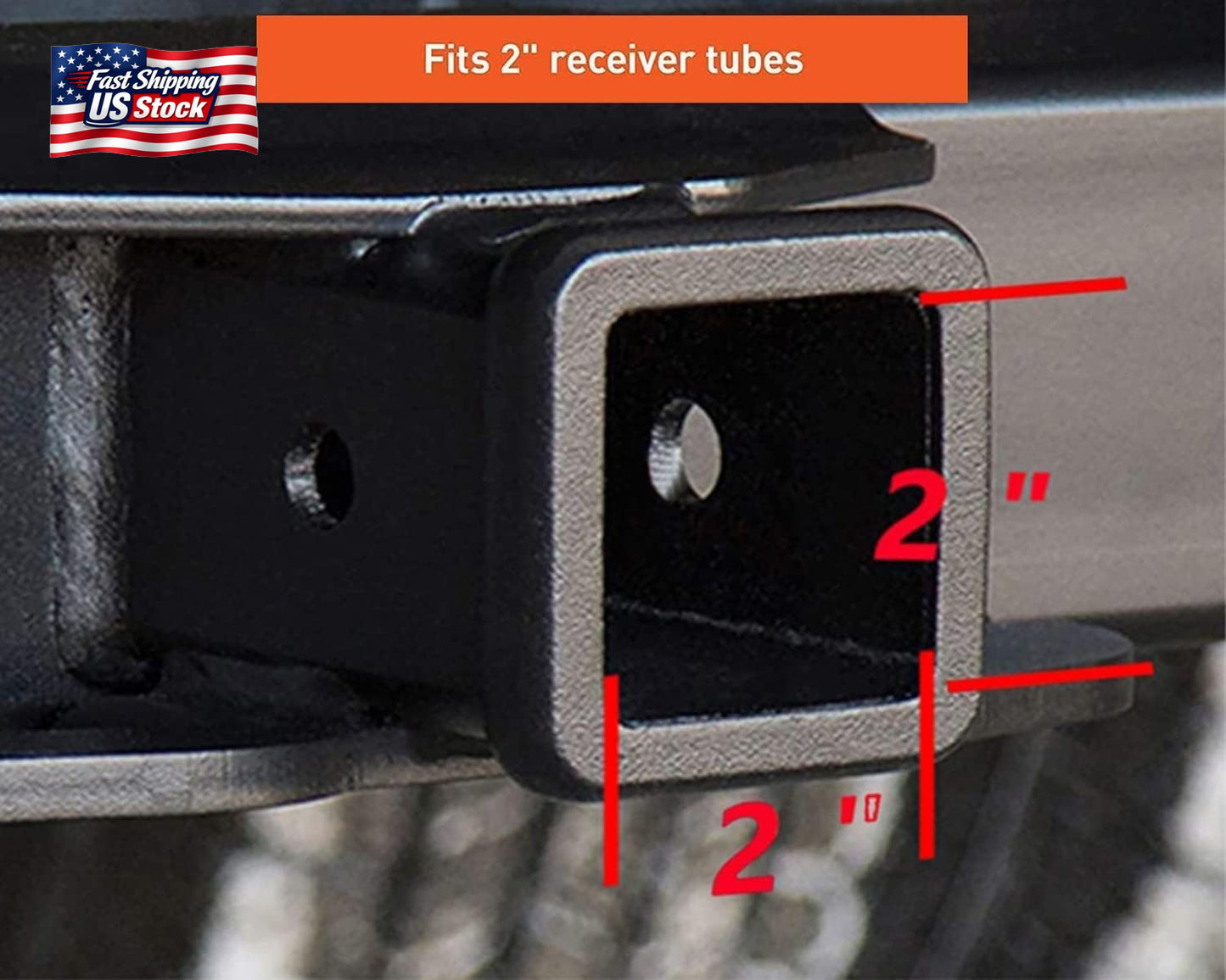 American Flag Trailer Hitch Cover Lock Set 2" Receiver Heavy Duty Aluminum Black