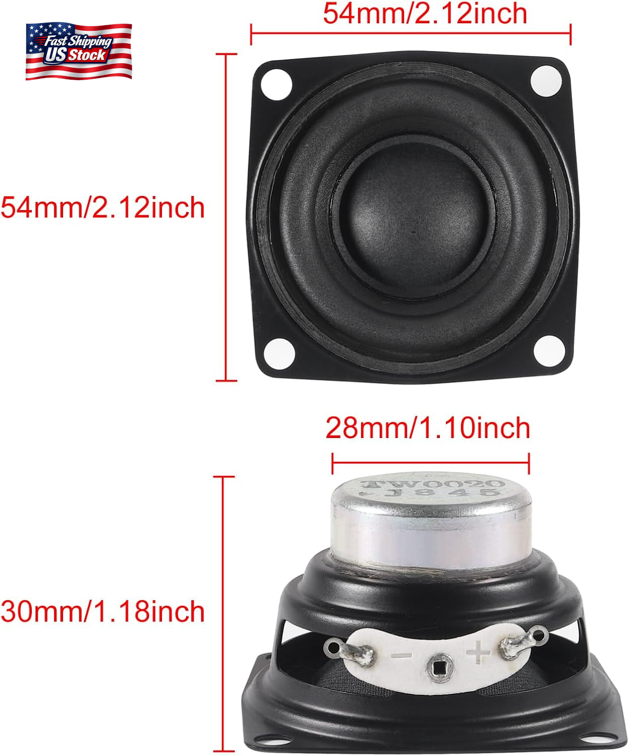 2 Inch Full Range Speakers 4 Ohm 10W (2 Pack) – Mini Audio Stereo Speakers for D