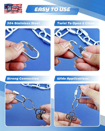 20 Pack Alloy M3.5 Chain Link, 1/8 Inch D Shape Locking Quick Chain Repair Links