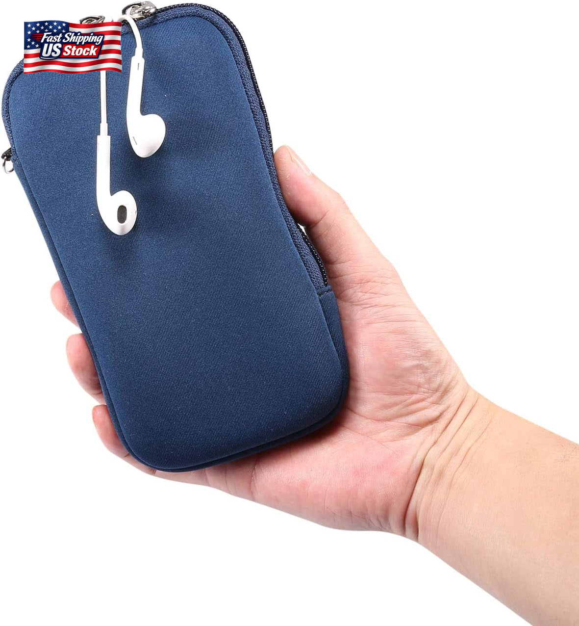 Neoprene Shock Absorbing Proof Pouch Cell Phone Sleeve Case Zipper Neck Strap Fo