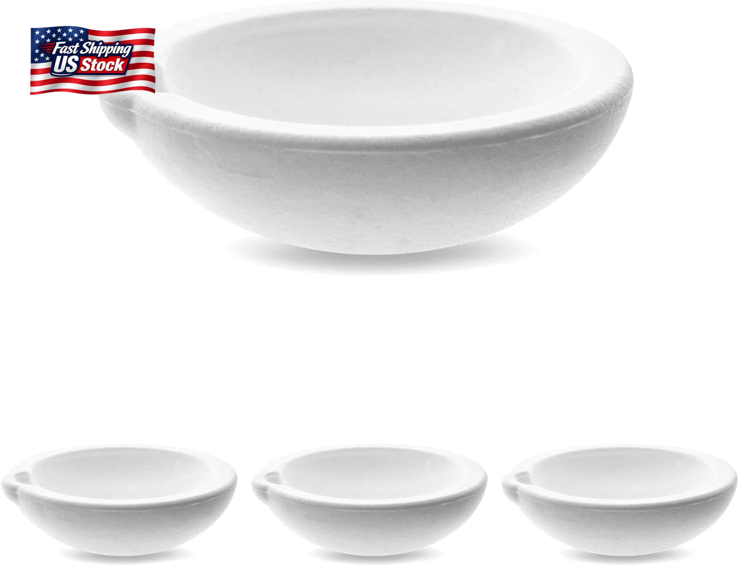 QWORK Ceramic Crucible Bowl, 4 Pcs Quartz Melting Dishes Pot for Melting Casting