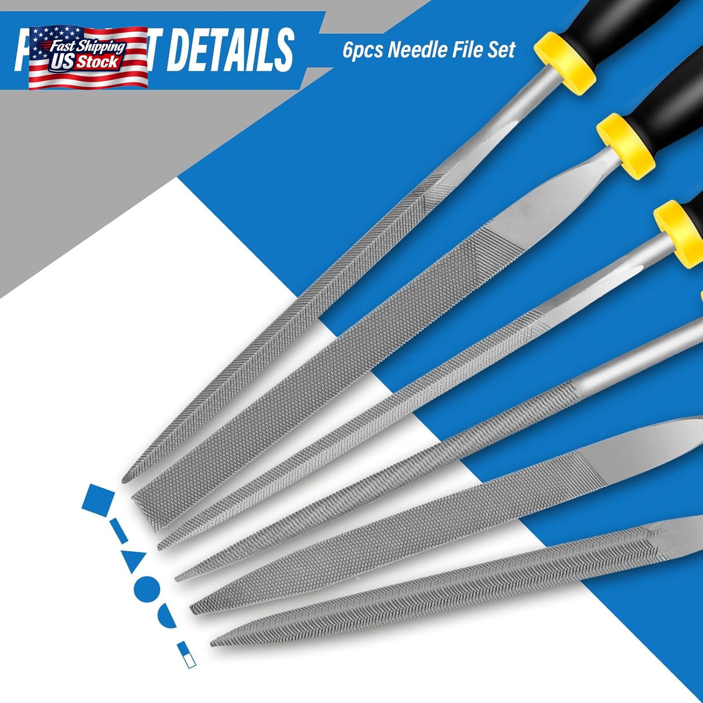6PC Needle File Set Metal Hand Files Kit for Wood Metal Jewelry Hobby Repair Too