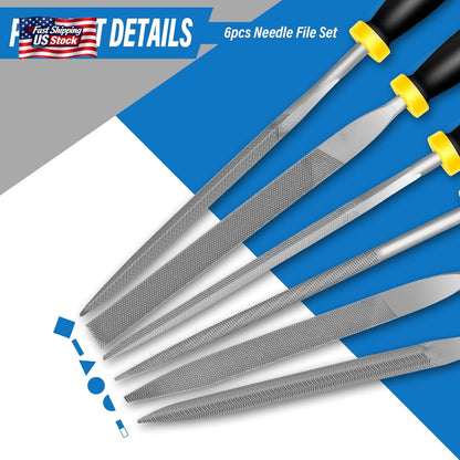 6PC Needle File Set Metal Hand Files Kit for Wood Metal Jewelry Hobby Repair Too