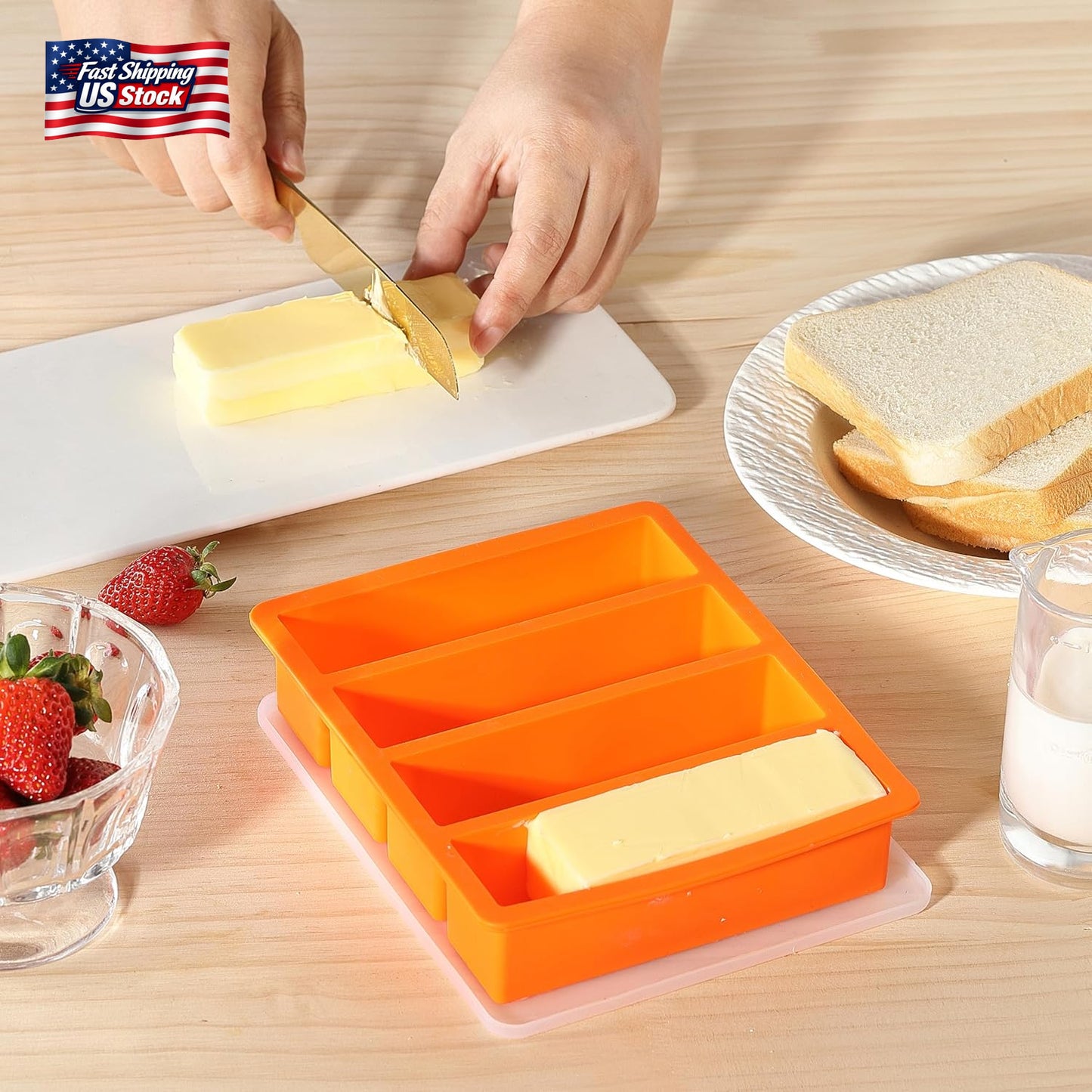 Silicone Butter Mold Tray with Lid Nonstick Chocolate Energy Bar Soap Mold BPA F